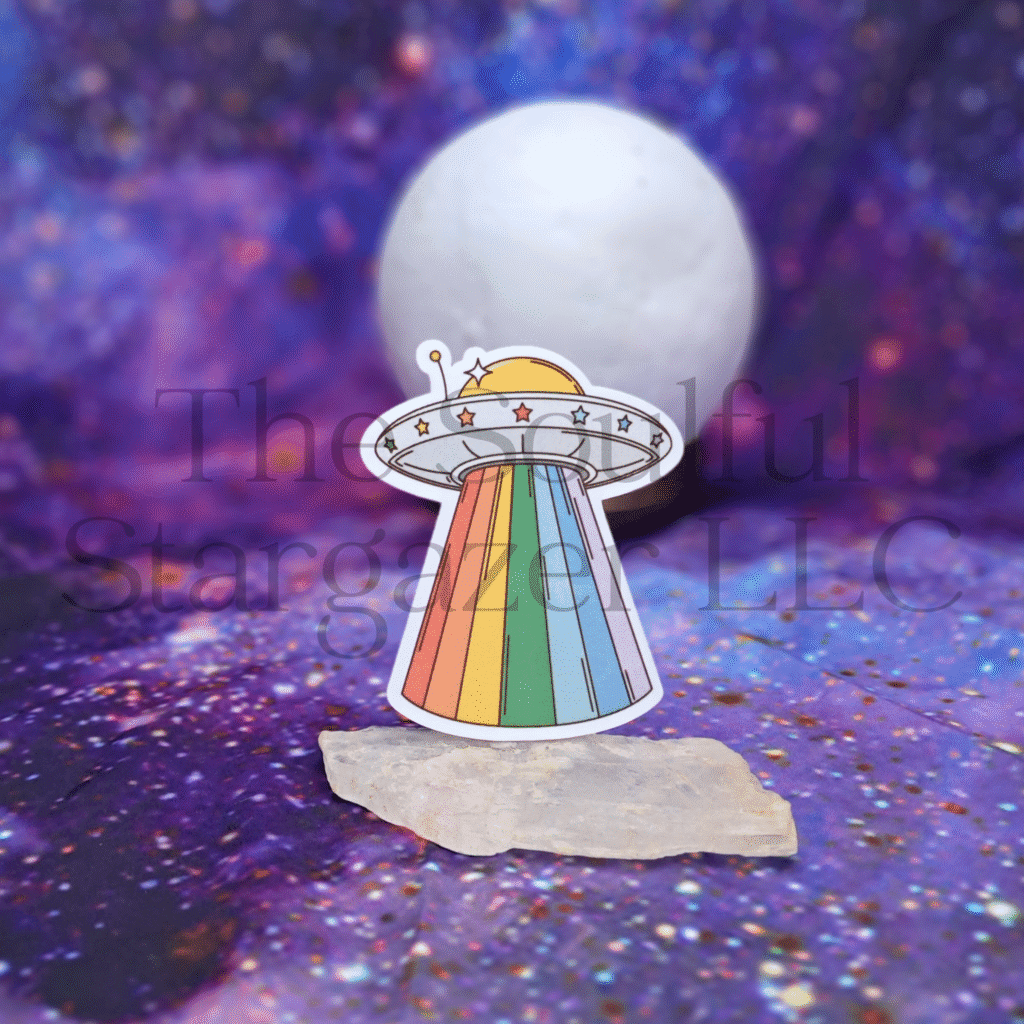 Rainbow UFO Sticker